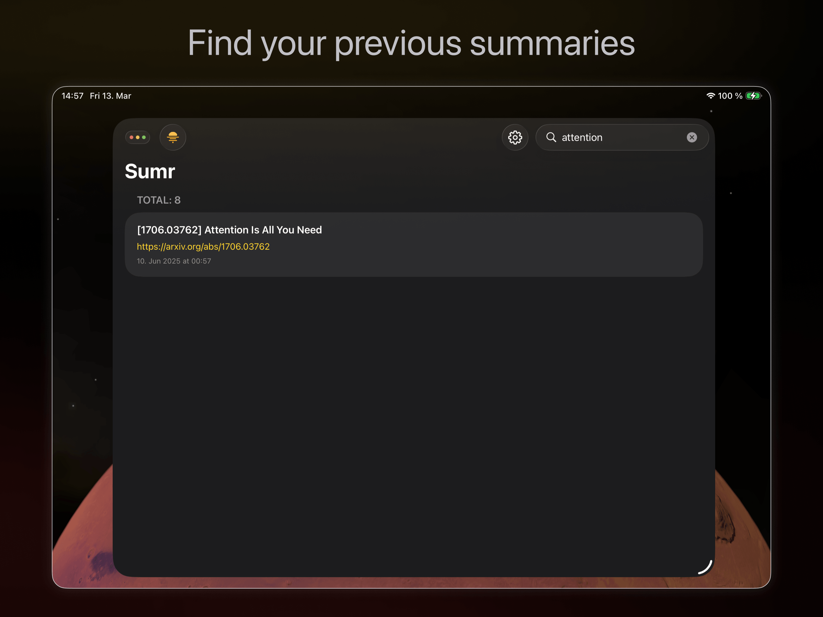 Search on iPad