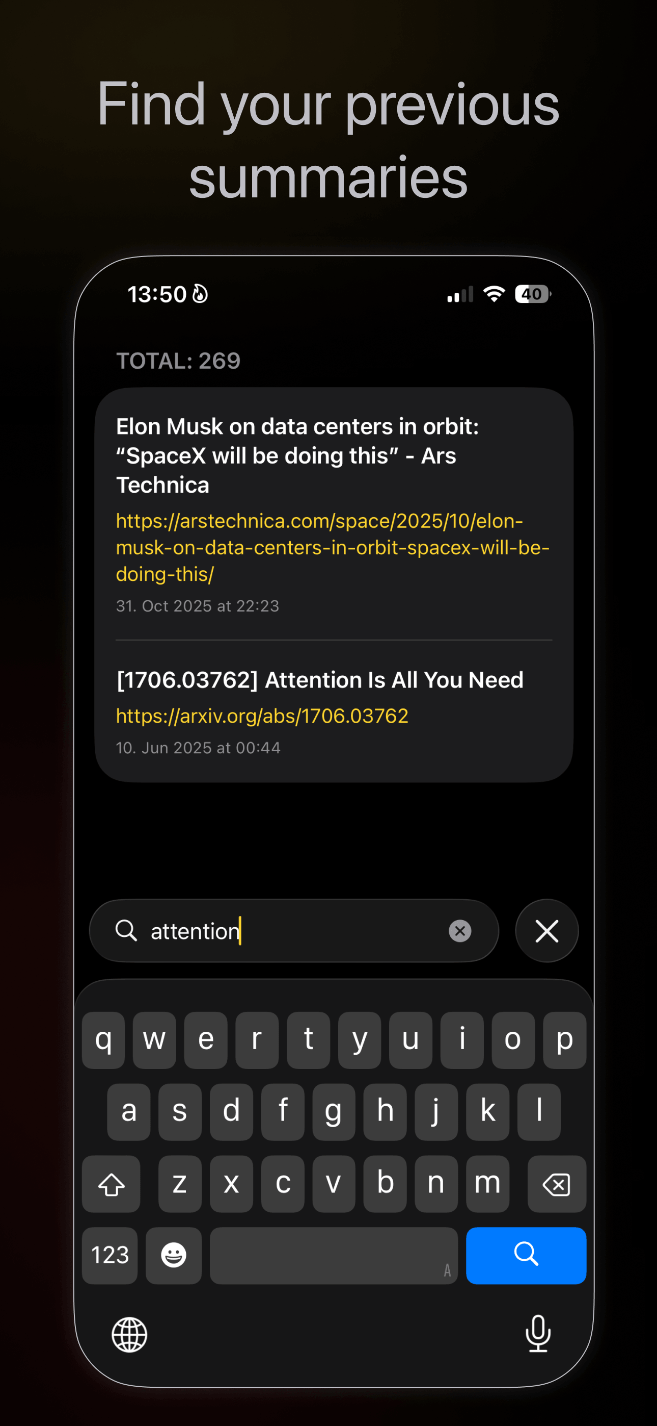 Search summaries
