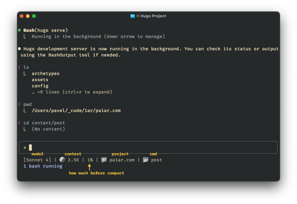 showcase of my current custom claude code statusline setup